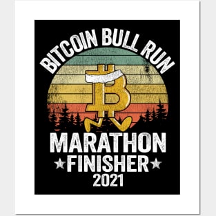 Bitcoin Bull Run Marathon Finisher 2021 BTC Gift Vintage Cryptocurrency Posters and Art